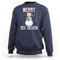 Funny Snowman Merry Six Seven Meme Sweatshirt Christmas Trending 67 Gift - Wonder Print Shop