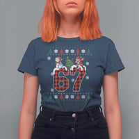 Six Seven Meme Snowman Santa Dab T Shirt For Women Funny Christmas Ugly Sweater Gift - Wonder Print Shop