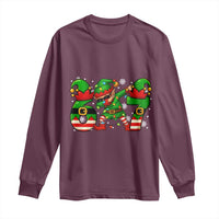 Funny Elf Dab Six Seven Meme Long Sleeve Shirt Christmas Trending 67 Gift - Wonder Print Shop