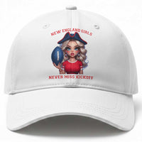 Funny East Coast Football Girl Fan Baseball Cap NE Girls Never Miss Kickoff
