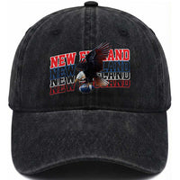 Vintage NE Football Fan Washed Cotton Baseball Cap Game Day Lover Gift