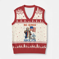 American Patriot George Washington No Kings V-Neck Knit Sweater Vest Political Humor Gift