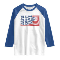 No Kings No Fascists Raglan Shirt American Flag Patriotic Protest