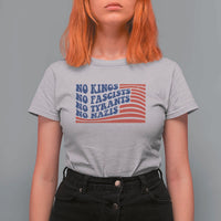 No Kings No Fascists T Shirt For Women American Flag Patriotic Protest