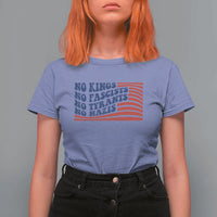 No Kings No Fascists T Shirt For Women American Flag Patriotic Protest