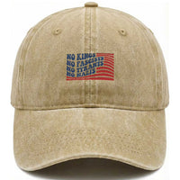 No Kings No Fascists Washed Cotton Baseball Cap American Flag Patriotic Protest