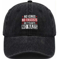 No Kings No Fascists No Nazis Washed Cotton Baseball Cap Patriotic Political