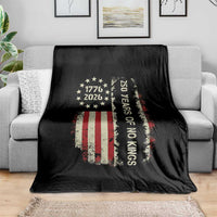 250 Years Of No Kings Throw Blanket Vintage American Flag