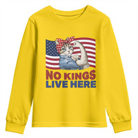 No Kings Live Here Youth Sweatshirt Funny Rosie The Riveter Cat Feminist Gift