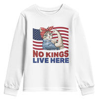 No Kings Live Here Youth Sweatshirt Funny Rosie The Riveter Cat Feminist Gift