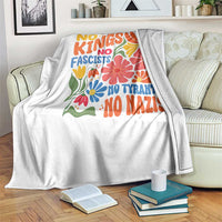 No Kings Wildflower Protest Throw Blanket No Fascists No Tyrants No Nazis