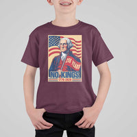 Funny George Washington Freedom Protest T Shirt For Kid No Kings