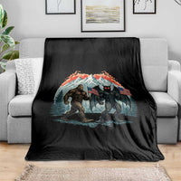 Patriotic Bigfoot And Mothman Throw Blanket Funny Cryptid Lover Gift