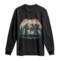Patriotic Bigfoot And Mothman Long Sleeve Shirt Funny Cryptid Lover Gift