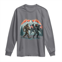 Patriotic Bigfoot And Mothman Long Sleeve Shirt Funny Cryptid Lover Gift
