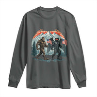 Patriotic Bigfoot And Mothman Long Sleeve Shirt Funny Cryptid Lover Gift