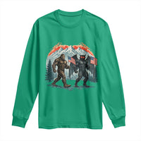 Patriotic Bigfoot And Mothman Long Sleeve Shirt Funny Cryptid Lover Gift
