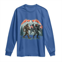 Patriotic Bigfoot And Mothman Long Sleeve Shirt Funny Cryptid Lover Gift