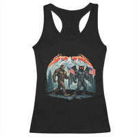Patriotic Bigfoot And Mothman Racerback Tank Top Funny Cryptid Lover Gift
