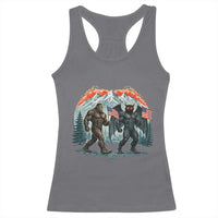 Patriotic Bigfoot And Mothman Racerback Tank Top Funny Cryptid Lover Gift
