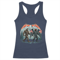 Patriotic Bigfoot And Mothman Racerback Tank Top Funny Cryptid Lover Gift