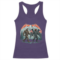 Patriotic Bigfoot And Mothman Racerback Tank Top Funny Cryptid Lover Gift