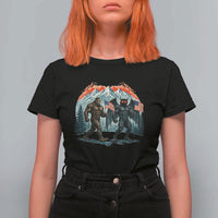 Patriotic Bigfoot And Mothman T Shirt For Women Funny Cryptid Lover Gift