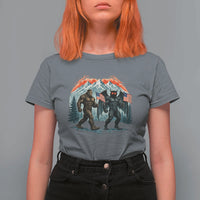 Patriotic Bigfoot And Mothman T Shirt For Women Funny Cryptid Lover Gift