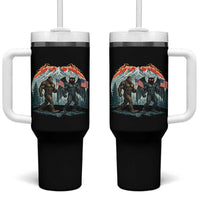 Patriotic Bigfoot And Mothman Tumbler With Handle Funny Cryptid Lover Gift