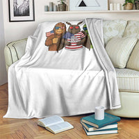 Funny Bigfoot Mothman Alien Throw Blanket USA 250th Anniversary