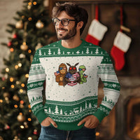 Funny Bigfoot Mothman Alien Ugly Christmas Sweater USA 250th Anniversary