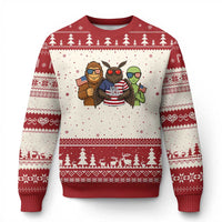 Funny Bigfoot Mothman Alien Ugly Christmas Sweater USA 250th Anniversary