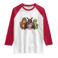 Funny Bigfoot Mothman Alien Raglan Shirt USA 250th Anniversary