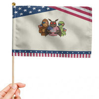 Funny Bigfoot Mothman Alien Patriotic Handheld Flag USA 250th Anniversary