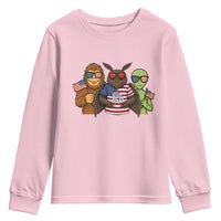 Funny Bigfoot Mothman Alien Youth Sweatshirt USA 250th Anniversary