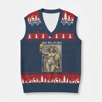 Funny Feminist Medusa Statue Of Liberty V-Neck Knit Sweater Vest Girls Will Be Girls