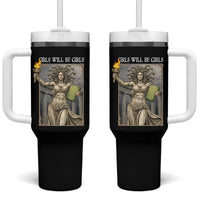Funny Feminist Medusa Statue Of Liberty Tumbler With Handle Girls Will Be Girls