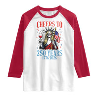 Funny Patriotic Statue Of Liberty Raglan Shirt Cheers To 250 Years