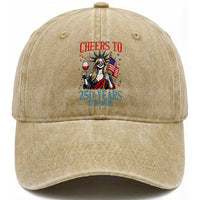 Funny Patriotic Statue Of Liberty Washed Cotton Baseball Cap Cheers To 250 Years