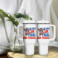 Funny Patriotic Raccoon Tumbler With Handle Red White And Feral 250 Years