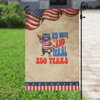 Funny Patriotic Raccoon Garden Flag Red White And Feral 250 Years