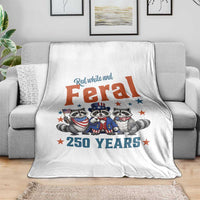 Funny Raccoon Red White And Feral America 250 Throw Blanket