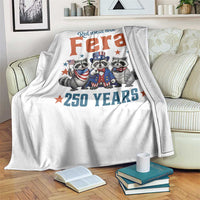 Funny Raccoon Red White And Feral America 250 Throw Blanket