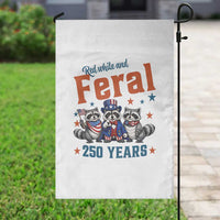 Funny Raccoon Red White And Feral America 250 Garden Flag