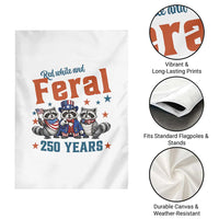 Funny Raccoon Red White And Feral America 250 Garden Flag
