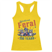 Funny Raccoon Red White And Feral America 250 Racerback Tank Top