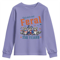 Funny Raccoon Red White And Feral America 250 Youth Sweatshirt