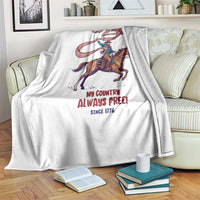Funny Patriotic Cowboy Throw Blanket My Country Always Free USA Pride
