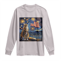 Patriotic Starry Night Cat Long Sleeve Shirt Cat Lover Gift