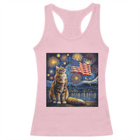 Patriotic Starry Night Cat Racerback Tank Top Cat Lover Gift